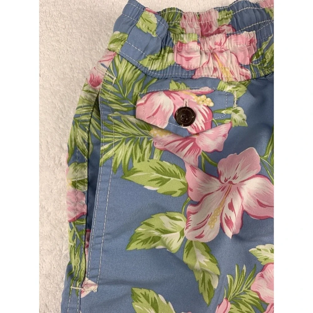 Vtg Polo Ralph Lauren Mens Swim Shorts Large Blue Swim Trunks Floral Tropical